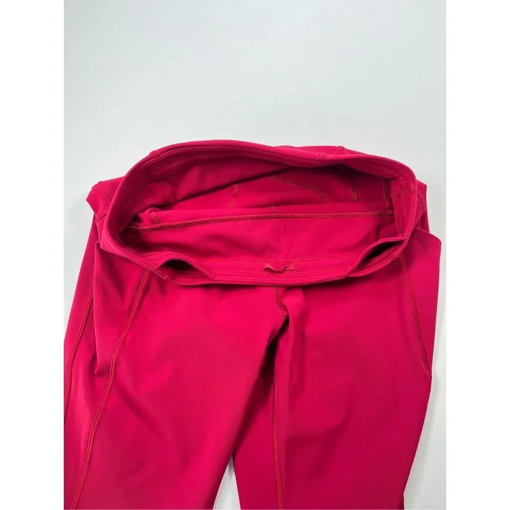Lululemon Time To Sweat Crop 23" Ruby Red Luxtreme Side POCKETS W6AMDS Size 10 - Picture 8 of 13